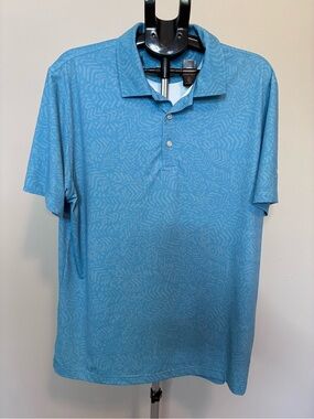 Chubbies Polo Shirt Large Blue Geometric Performance Golf Casual